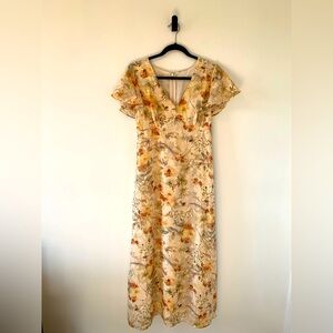 By The River Floral Cream Maxi Dress Size M